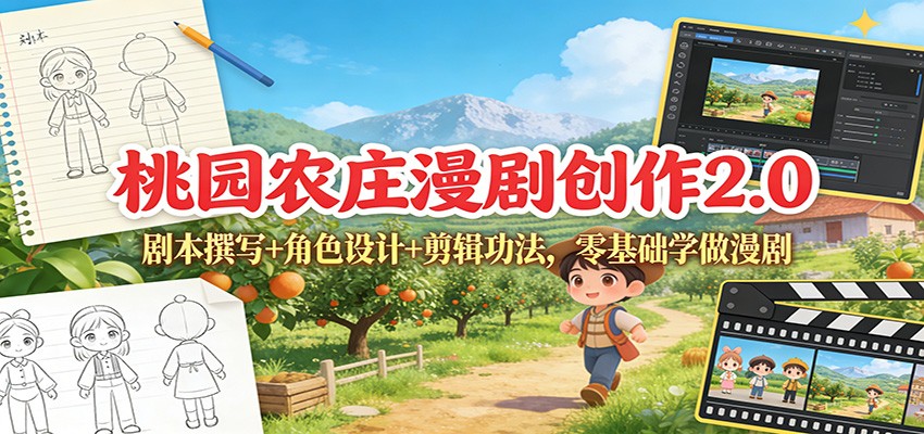 图片[1]-桃园农庄漫剧创作2.0：剧本撰写+角色设计+剪辑功法，零基础学做漫剧_生财有道创业网-生财有道