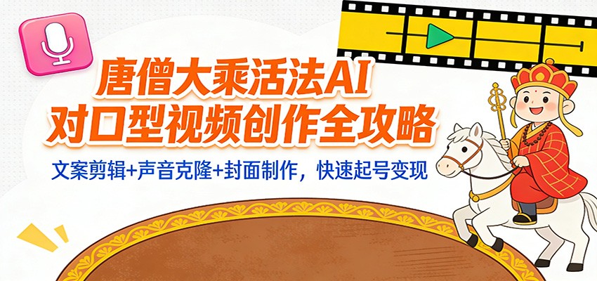 图片[1]-“大乘活法”AI对口型视频创作全攻略：文案剪辑+声音克隆+封面制作，快速起号变现_生财有道创业网-生财有道