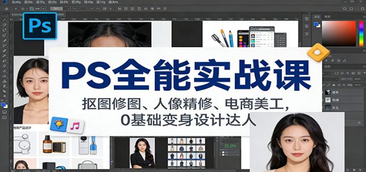 PS全能实战课：抠图修图、人像精修、电商美工，0基础变身设计达人_生财有道创业网