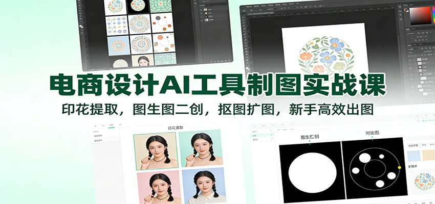 图片[1]-电商设计AI工具制图实战课：印花提取，图生图二创，抠图扩图，新手高效出图_生财有道创业网-生财有道
