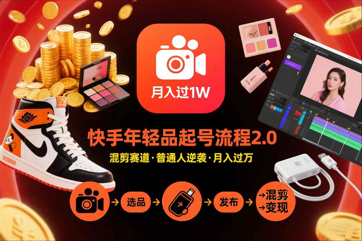 图片[1]-快手短视频带货年轻品起号流程2.0，快手年轻品混剪赛道，普通人也能月入过1W——生财有道创业项目网-生财有道