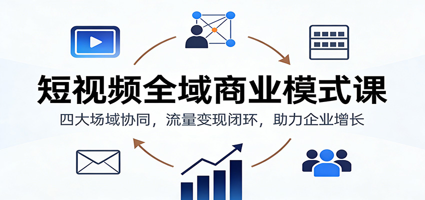 图片[1]-短视频全域商业模式课：四大场域协同，流量变现闭环，助力企业增长_生财有道创业网-生财有道