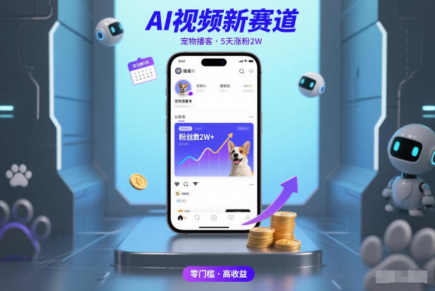 AI视频新赛道，宠物播客仅注册5天涨粉2W，收益非常可观——生财有道创业项目网