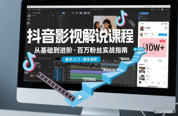 抖音百万粉丝影视解说课程，基础到进阶课，适合新手和进阶学习——生财有道创业项目网