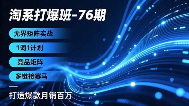 （16914期）淘系打爆班-76期，无界矩阵实战，1词1计划、竞品矩阵、多链接赛马，打造爆款月销百万_生财有道创业项目网