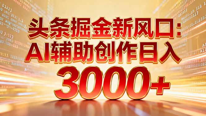 （16923期）头条掘金新风口：AI辅助创作日入3000+，矩阵玩法当天启动隔天见效_生财有道创业项目网