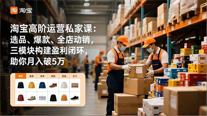 （16934期）淘宝高阶运营私家课：选品、爆款、全店动销，三模块构建盈利闭环，助你月入破5万（更新12月）_生财有道创业项目网