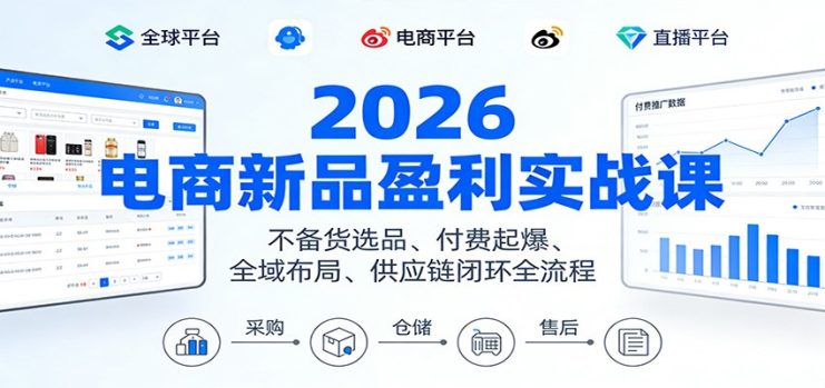 2026电商新品盈利实战课：不备货选品 、付费起爆、全域布局、供应链闭环全流程_生财有道创业网