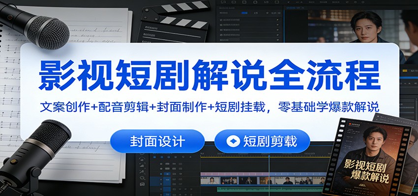 图片[1]-影视短剧解说全流程：文案创作+配音剪辑+封面制作+短剧挂载，零基础学爆款解说_生财有道创业网-生财有道