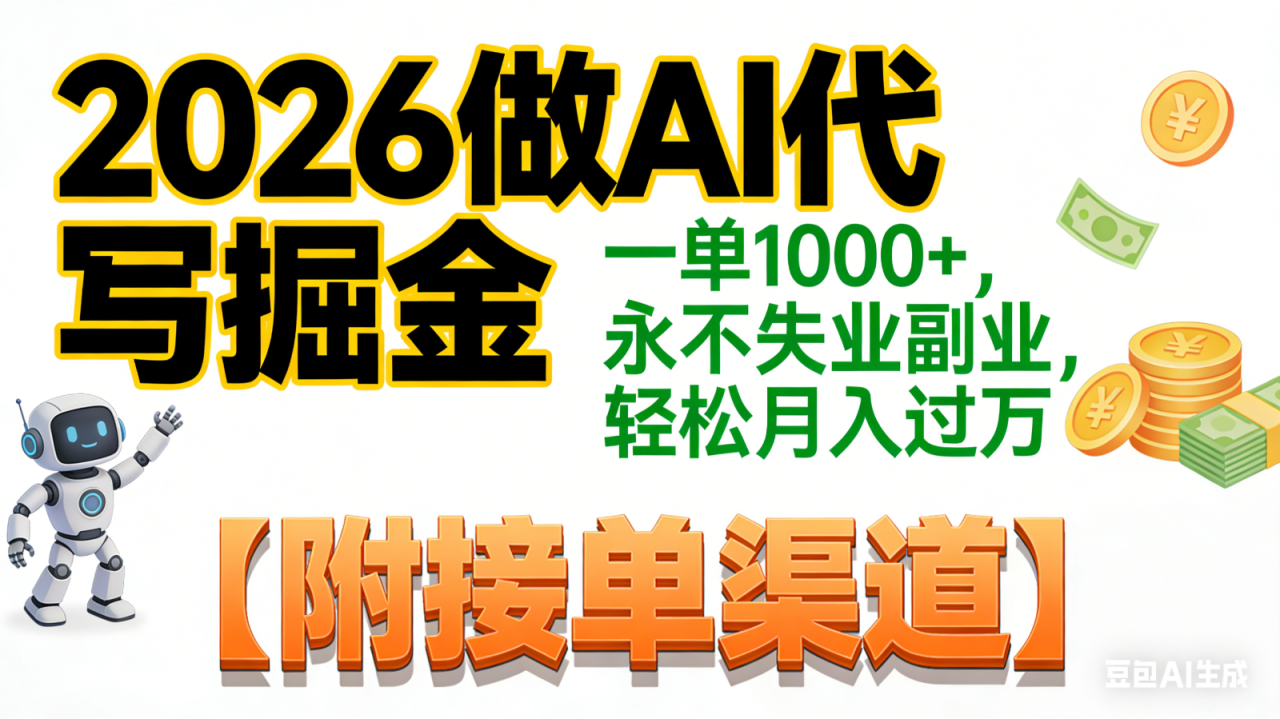 图片[1]-2026做AI代写掘金，一单1000+，永不失业副业，轻松月入过万,【附接单渠道】_生财有道创业网-生财有道