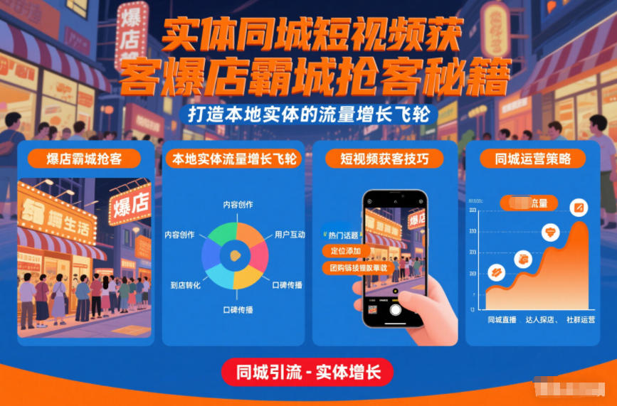 图片[1]-实体同城短视频获客爆店霸城抢客秘籍，打造本地实体的流量增长飞轮——生财有道创业项目网-生财有道