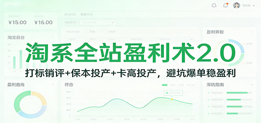 图片[1]-淘系全站盈利术2.0：打标销评+保本投产+卡高投产，避坑爆单稳盈利_生财有道创业网-生财有道