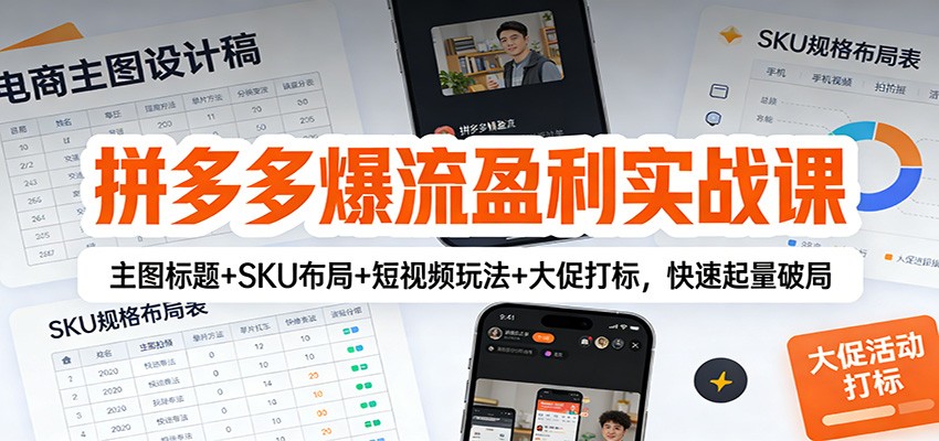 图片[1]-拼多多爆流盈利实战课：主图标题+SKU布局+短视频玩法+大促打标，快速起量破局_生财有道创业网-生财有道