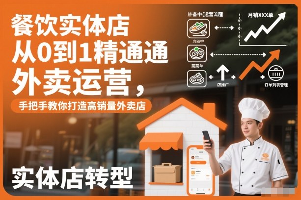 餐饮实体店从0到1精通外卖运营，手把手教你打造高销量外卖店——生财有道创业项目网