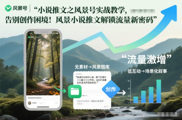 小说推文之风景号实战教学，告别创作困境！风景小说推文解锁流量新密码——生财有道创业项目网
