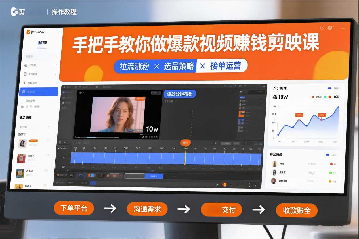 图片[1]-手把手教你做爆款视频赚钱剪映课，手把手教学拉流涨粉、选品策略和接单运营（更新2026）——生财有道创业项目网-生财有道