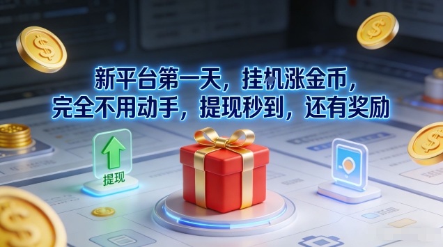 新平台第一天，挂G涨金币，完全不用动手，提现秒到，还有奖励【揭秘】——生财有道创业项目网