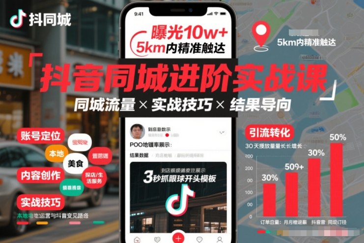 图片[1]-抖音同城进阶实战课，助你同城流量拿到结果——生财有道创业项目网-生财有道