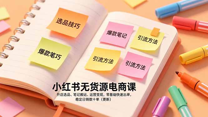 （17018期）小红书无货源电商课，开店选品、笔记搬运、运营变现，零基础快速出单，稳定日销数十单（更新）_生财有道创业项目网