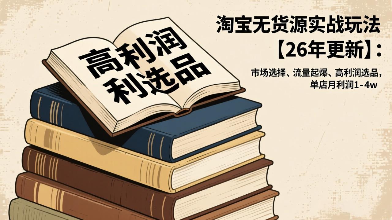图片[1]-（17046期）淘宝无货源实战玩法【26年更新】：市场选择、流量起爆、高利润选品，单店月利润1-4w_生财有道创业项目网-生财有道