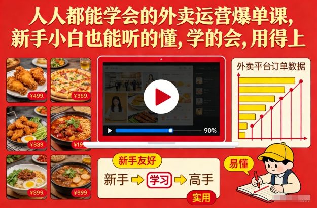 人人都能学会的外卖运营爆单课，新手小白也能听的懂，学的会，用得上——生财有道创业项目网