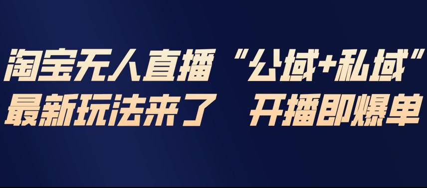 图片[1]-淘宝无人直播完整教程，公试+私域，最新玩法来了，开播即爆单——生财有道创业项目网-生财有道