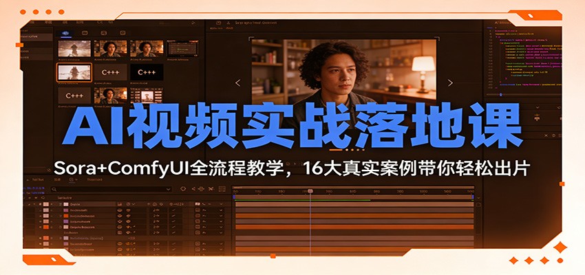 图片[1]-AI视频实战落地课：Sora+ComfyUI全流程教学，16大真实案例带你轻松出片_生财有道创业网-生财有道