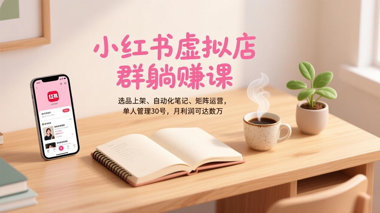图片[1]-（17072期）小红书虚拟店群躺赚课，选品上架、自动化笔记、矩阵运营，单人管理30号，月利润可达数万_生财有道创业项目网-生财有道
