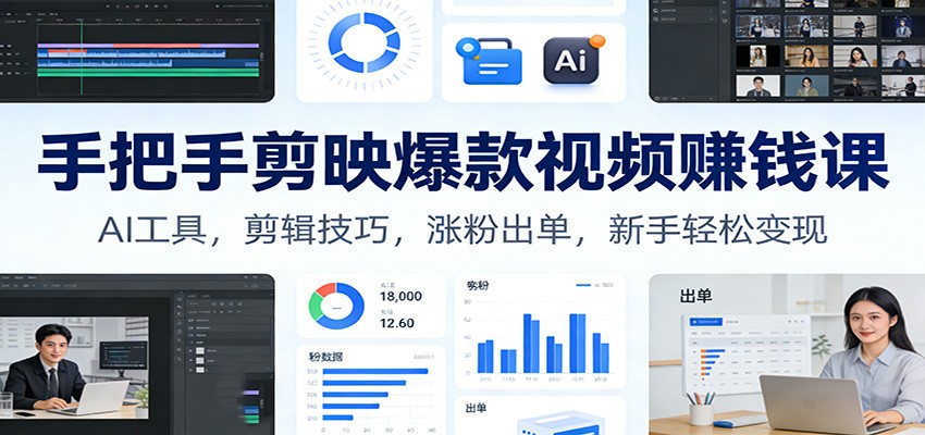 图片[1]-手把手剪映爆款视频赚钱课：AI工具，剪辑技巧，涨粉出单，新手轻松变现_生财有道创业网-生财有道