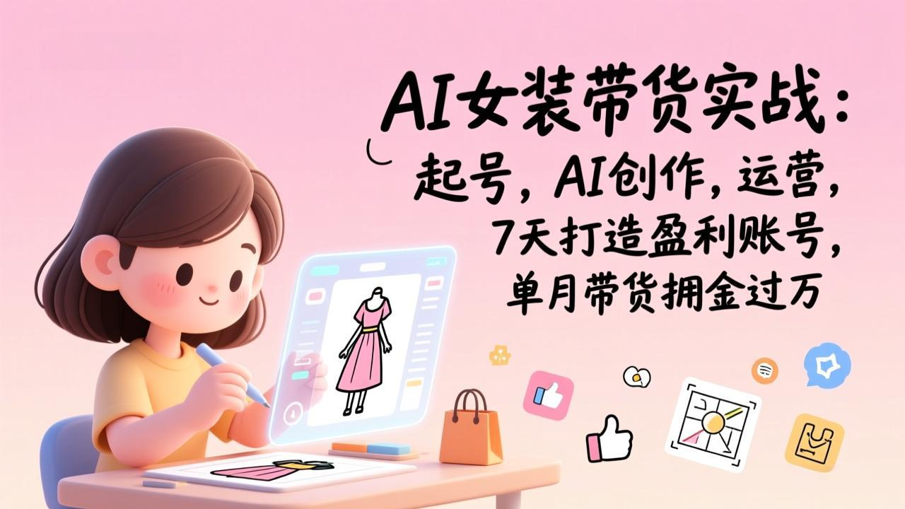 图片[1]-（17088期）AI女装带货实战：起号，AI创作，运营，7天打造盈利账号，单月带货佣金过万_生财有道创业项目网-生财有道