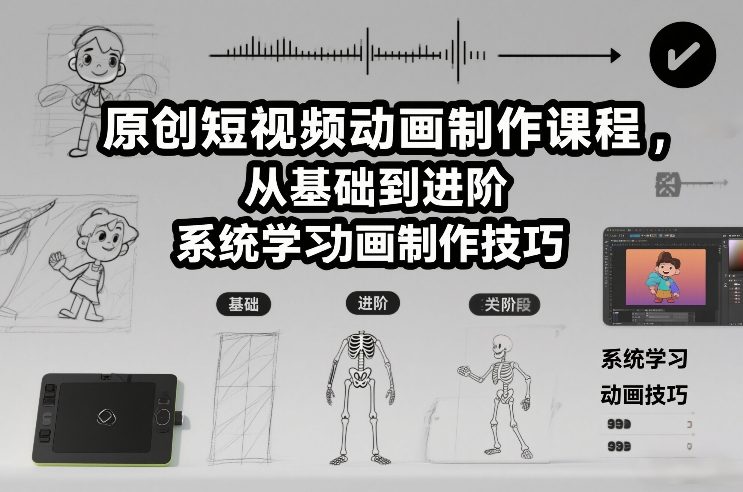 图片[1]-原创短视频动画制作课程，从基础到进阶，系统学习动画制作技巧——生财有道创业项目网-生财有道