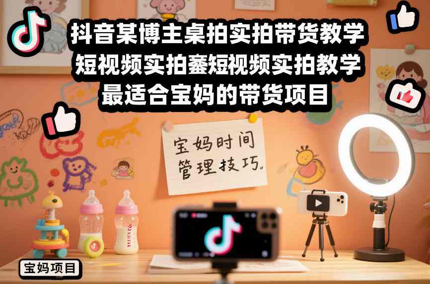 图片[1]-抖音某博主桌拍实拍带货教学，短视频实拍教学，最适合宝妈的带货项目——生财有道创业项目网-生财有道