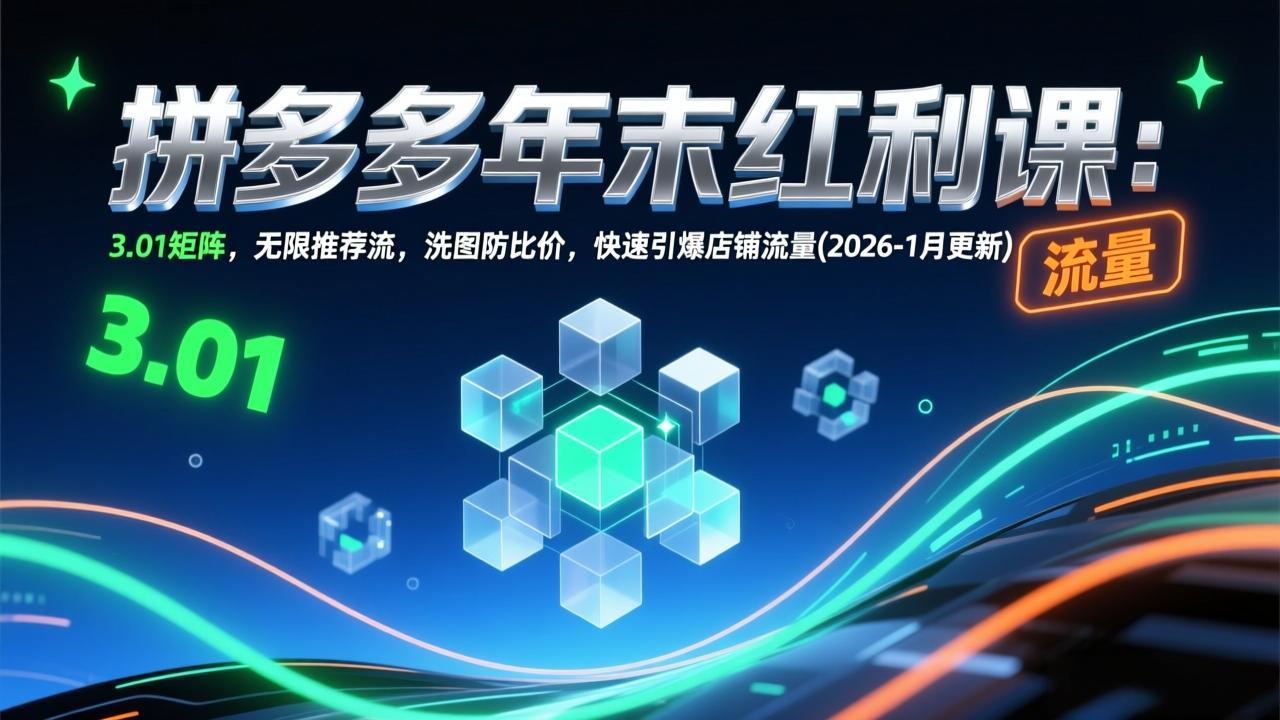 图片[1]-（17100期）拼多多年末红利课：3.01矩阵，无限推荐流，洗图防比价，快速引爆店铺流量(2026-1月更新)_生财有道创业项目网-生财有道
