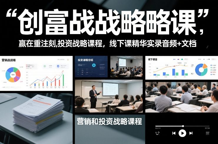 创富战略课，赢在重注时刻，营销和投资战略课程，线下课精华实录音频+文档——生财有道创业项目网