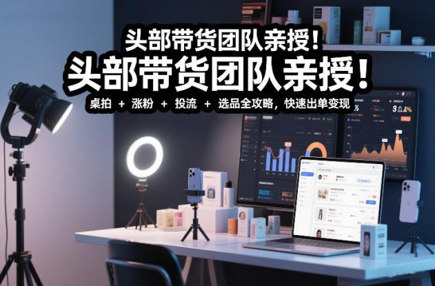 头部带货团队亲授！专业短视频实拍带货课：桌拍+涨粉+投流+选品全攻略，快速出单变现，月入2w+——生财有道创业项目网