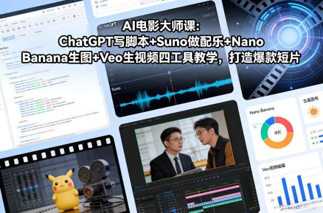 AI电影大师课：ChatGPT写脚本+Suno做配乐+Nano Banana生图+Veo生视频，打造爆款短片——生财有道创业项目网