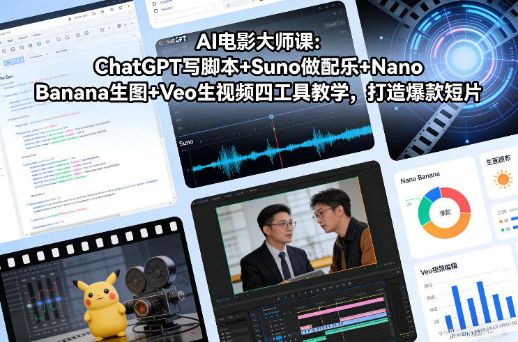 图片[1]-AI电影大师课：ChatGPT写脚本+Suno做配乐+Nano Banana生图+Veo生视频，打造爆款短片——生财有道创业项目网-生财有道