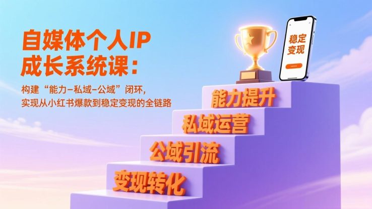 （17192期）自媒体个人IP成长系统课：构建“能力-私域-公域”闭环，实现从小红书爆款到稳定变现的全链路_生财有道创业项目网