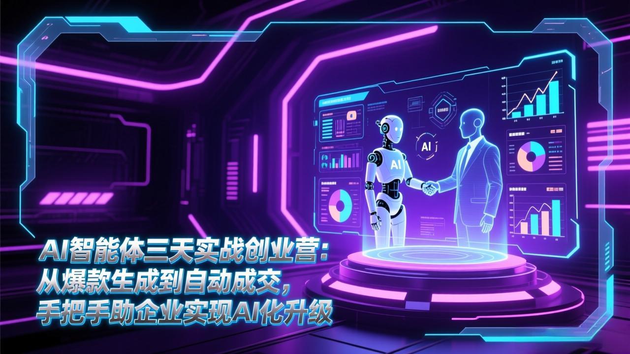 图片[1]-（17176期）AI智能体三天实战创业营：从爆款生成到自动成交，手把手助企业实现AI化升级_生财有道创业项目网-生财有道