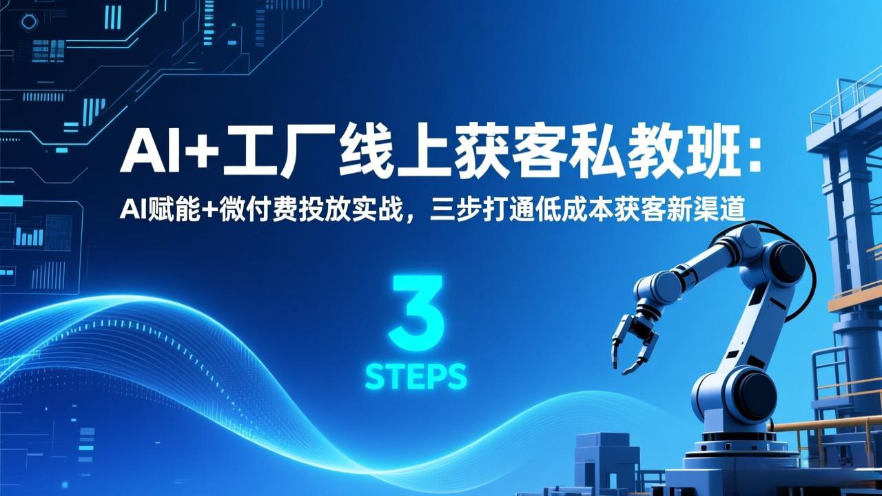 图片[1]-（17175期）AI+工厂线上获客私教班：AI赋能+微付费投放实战，三步打通低成本获客新渠道_生财有道创业项目网-生财有道