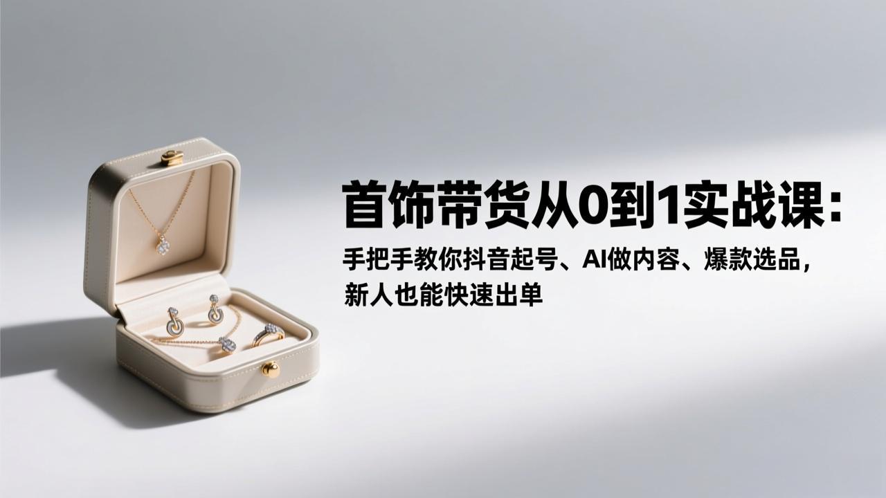 图片[1]-（17178期）首饰带货从0到1实战课：手把手教你抖音起号、AI做内容、爆款选品，新人也能快速出单_生财有道创业项目网-生财有道