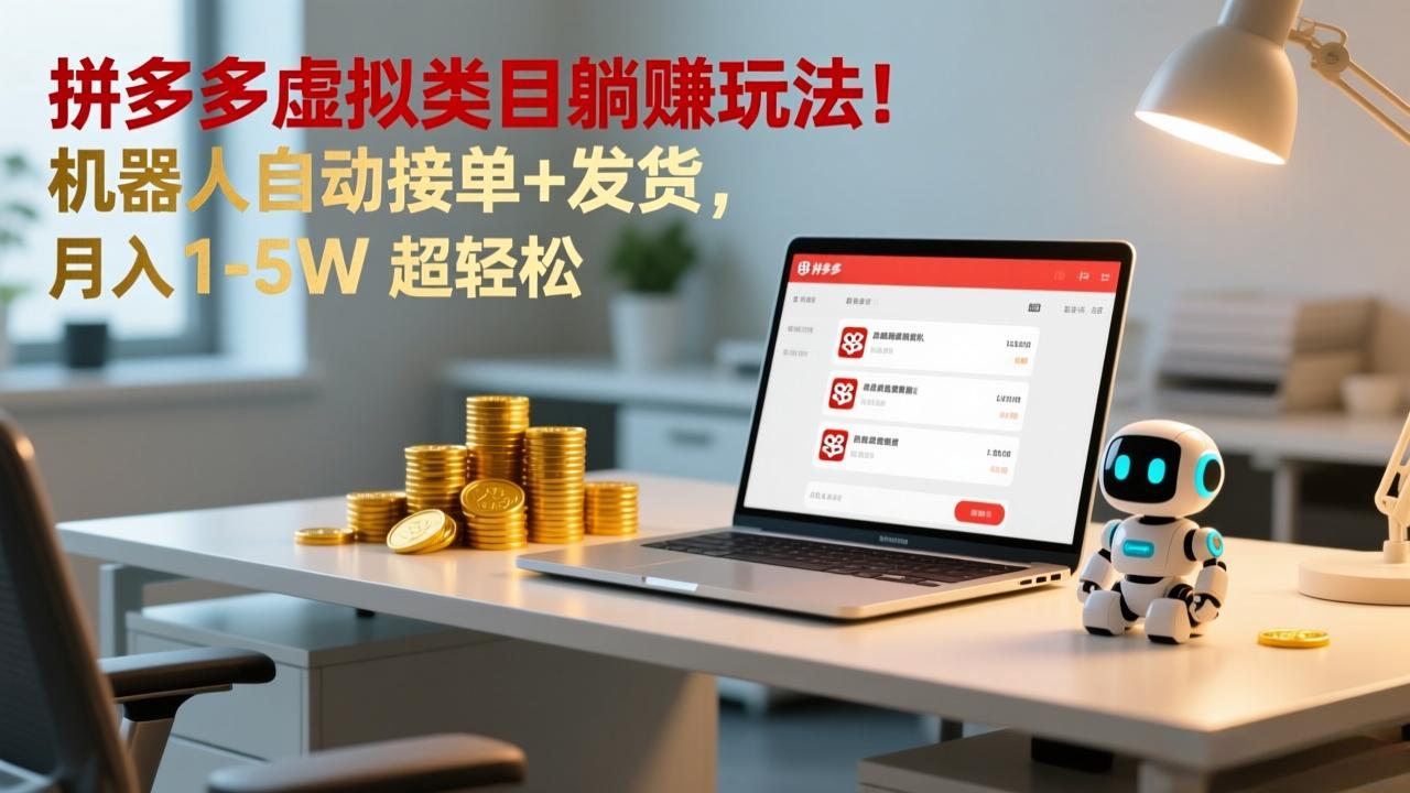 图片[1]-（17174期）多多虚拟类目躺赚玩法！机器人自动接单+发货，月入 1-5W 超轻松_生财有道创业项目网-生财有道
