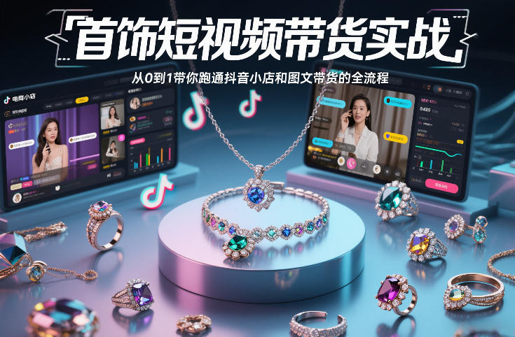 图片[1]-首饰短视频带货实战，从0到1带你跑通抖音小店和图文带货的全流程——生财有道创业项目网-生财有道