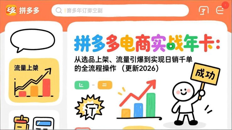 （17146期）拼多多电商实战年卡：从选品上架、流量引爆到实现日销千单的全流程操作（更新2026）_生财有道创业项目网