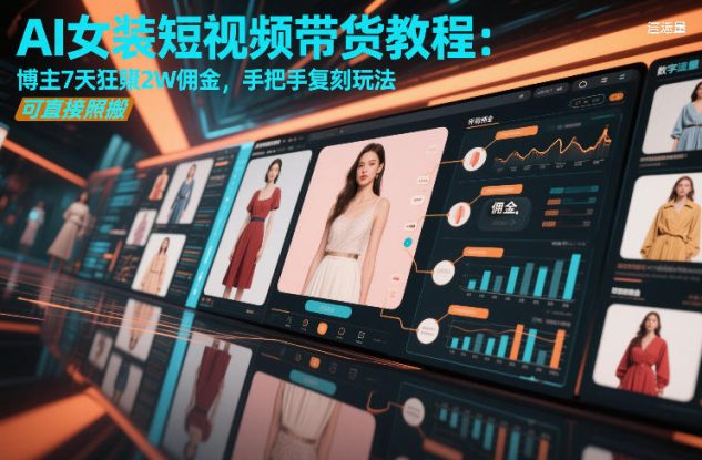 AI女装短视频带货教程：博主7天狂賺2W佣金，手把手复刻玩法，可直接照搬——生财有道创业项目网