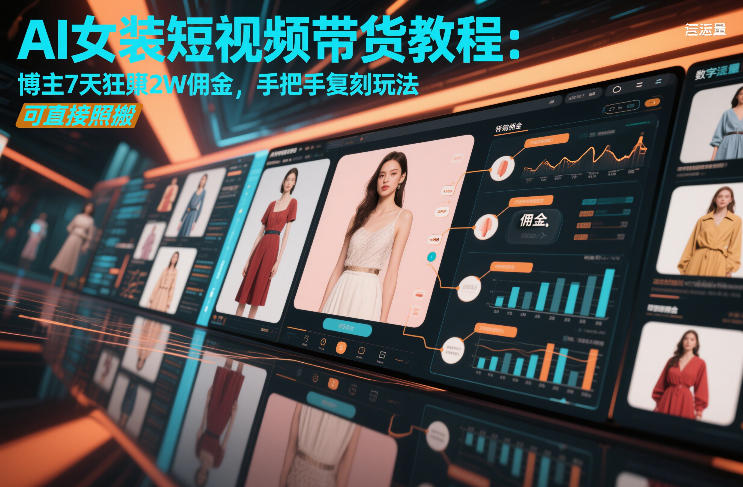 图片[1]-AI女装短视频带货教程：博主7天狂賺2W佣金，手把手复刻玩法，可直接照搬——生财有道创业项目网-生财有道