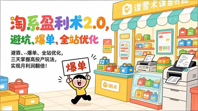 （17127期）淘系盈利术2.0，避坑、爆单、全站优化，三天掌握高投产玩法，实现月利润翻倍！_生财有道创业项目网