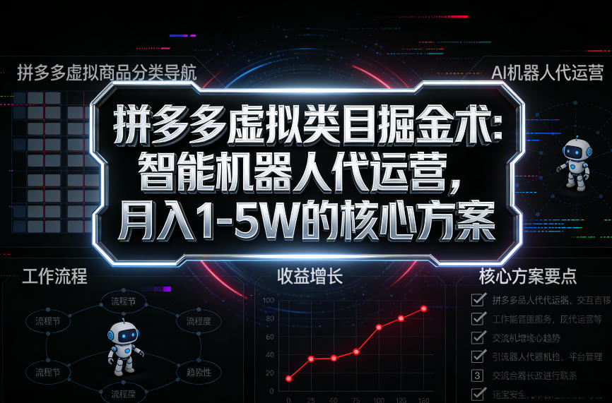 图片[1]-拼多多虚拟类目掘金术：智能机器人代运营，月入1-5W的核心方案【揭秘】——生财有道创业项目网-生财有道