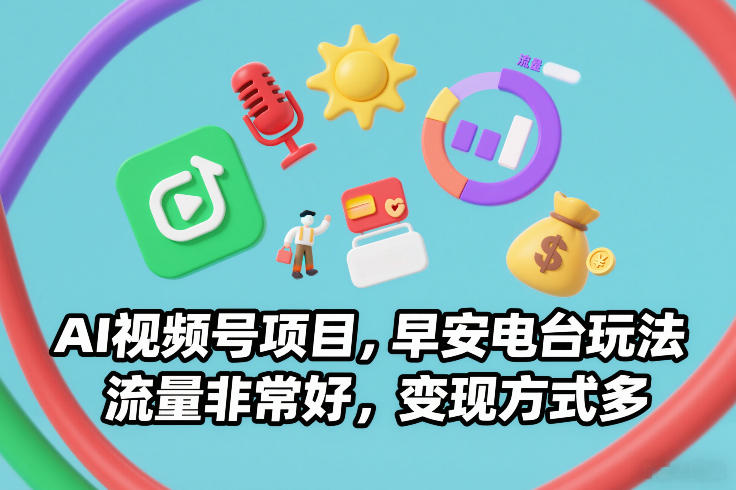 图片[1]-AI视频号项目，早安电台玩法，流量非常好，变现方式多——生财有道创业项目网-生财有道