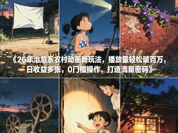 图片[1]-26年治愈系农村动画新玩法，播放量轻松破百万，日收益多张，0门槛操作，打造流量密码——生财有道创业项目网-生财有道